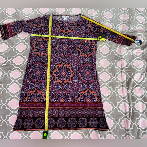 Wisp Woman Paisley Medallion Print Long Sleeve Sheath Dress Women’s 20W Stretch - Picture 3 of 4